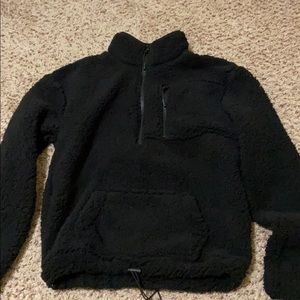 black fluffy girls pullover